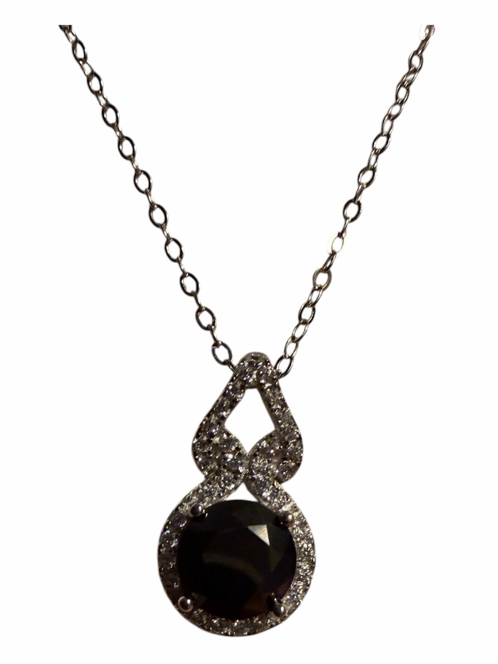GRA Moissanite Silver Pendant Necklace - Black Center Stone - Picture 3 of 5